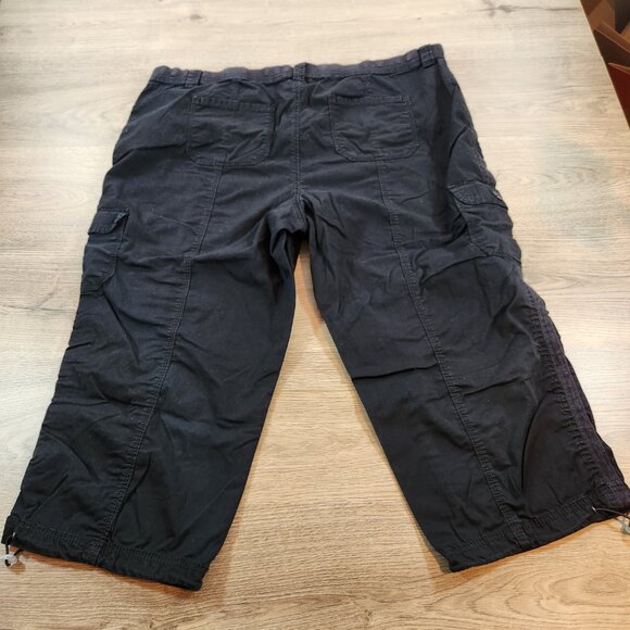 Style & Co Women 22W Black Cargo Capri Pants Bungee Hem Stretch Plus Size - Picture 5 of 9